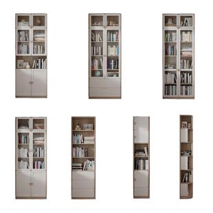 可比熊实木组合书柜一体到顶整墙书柜定制书桌书架一体柜转角书柜