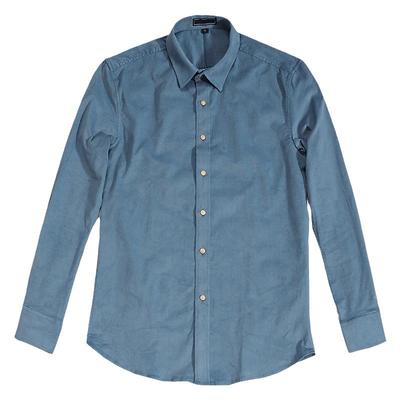 川泽男士长袖衬衣灯芯绒纯色