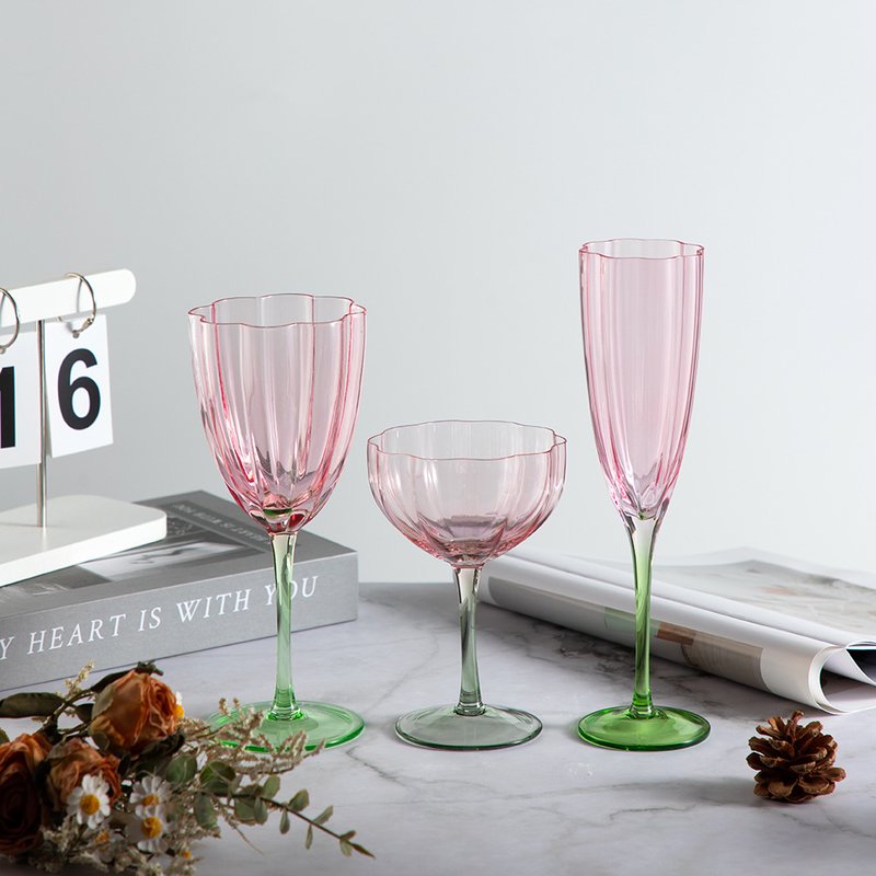 复古彩色一杯高脚杯花式红法式众轻奢小杯子杯大中古水晶玻璃酒杯