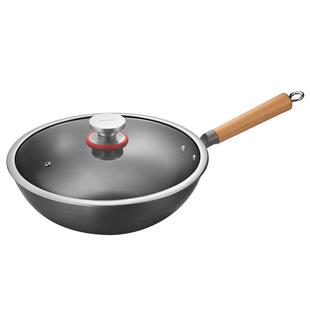 欧美达老式炒锅不锈无涂层传统铁锅家用炒菜锅精铁锅煤气灶专用锅