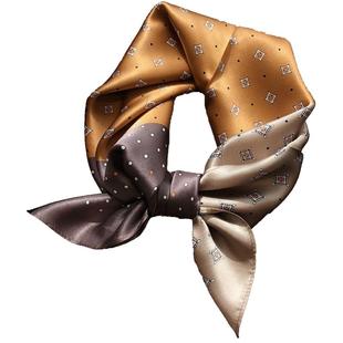 咖色真丝丝巾中方巾100%桑蚕丝高级感送礼2025百搭秋冬韩国小领巾