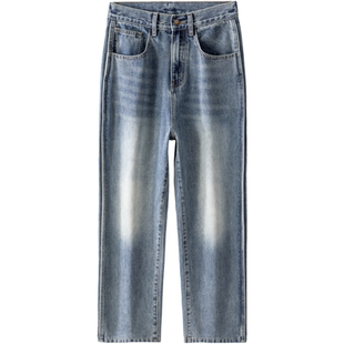 班尼路SK高街风阔腿牛仔裤男夏季2026新款宽松直筒水洗长裤潮牌YS