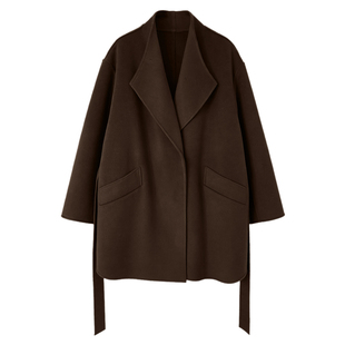 咖色羊毛大衣秋冬双面呢外套女高级感新款短款毛呢大衣小个子大码