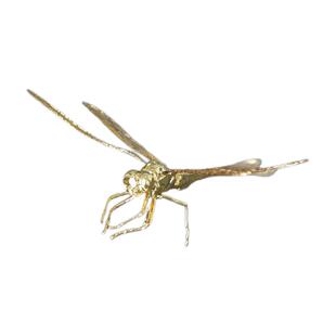 苏工纯手工实心铜镀金蜻蜓知了金蝉子摆件居室书房博古架摆件厂价