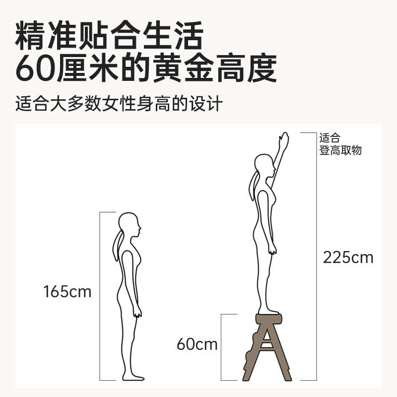 楠竹家用梯凳多功能折叠梯加厚加粗餐桌椅两用室内登高三步小梯子