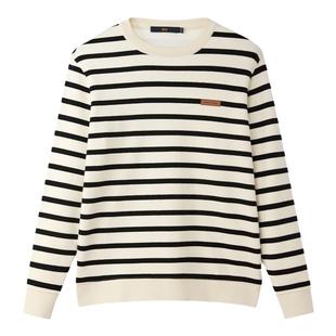 HLA/海澜之家加绒加厚针织衫24秋冬新麻烦星球联名圆领条纹毛衣男