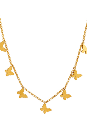 钛钢爱心蝴蝶星星十字架8锁骨链