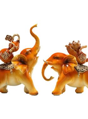 大象摆件一对乔迁新居礼品酒柜家和万事兴客厅玄关装饰工艺品YY