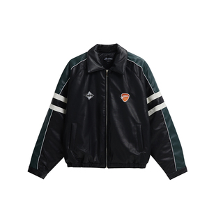 男道美式复古机车皮衣男棒球服外套秋冬季飞行员机能棉服夹克衫