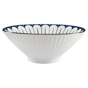 日式斗笠碗家用陶瓷釉下彩8英寸大汤碗简约面碗高颜值色拉碗餐具