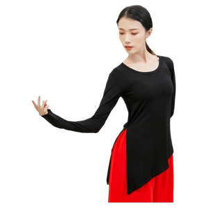 莫代尔舞蹈练功服女上衣斜角套指