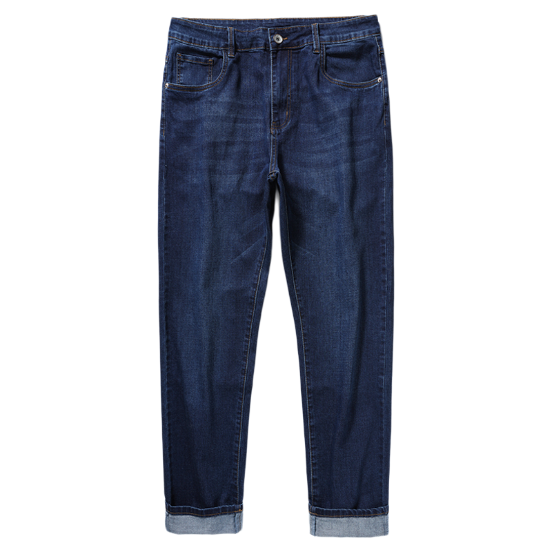 春秋季宽松小直筒牛仔裤男大码弹力胖子加肥加大商务休闲牛仔长裤