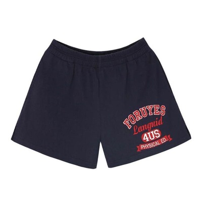 美式复古藏青色运动短裤女外穿夏