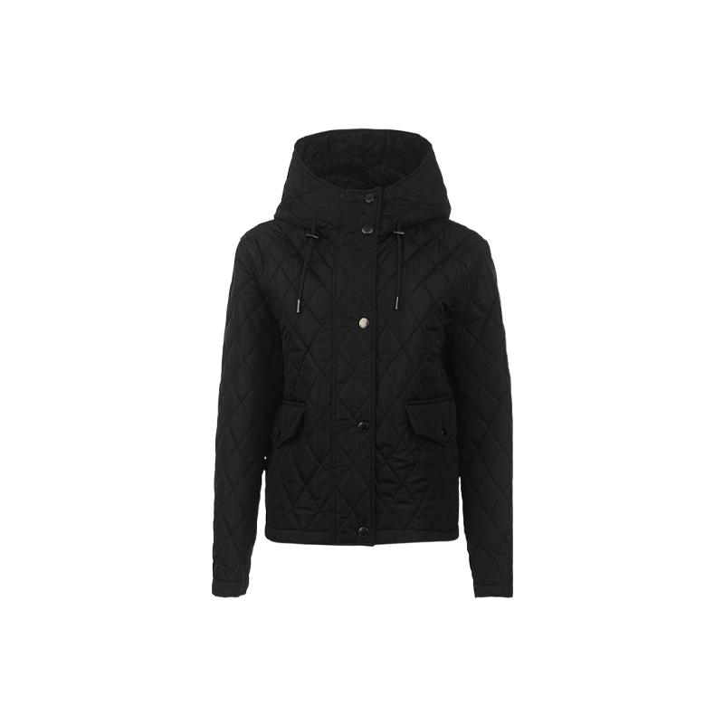 【自营】BURBERRY/博柏利女士菱格绗缝棉服连帽短款秋冬外套夹克