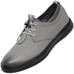 VOLO犀牛板鞋男款休闲皮鞋真皮商务全黑公务运动鞋男士舒适一脚蹬