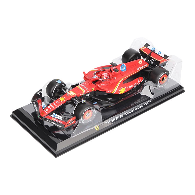 比美高F1正版1/24法拉利SF-24赛车模型仿真合金 摩纳哥 勒克莱尔