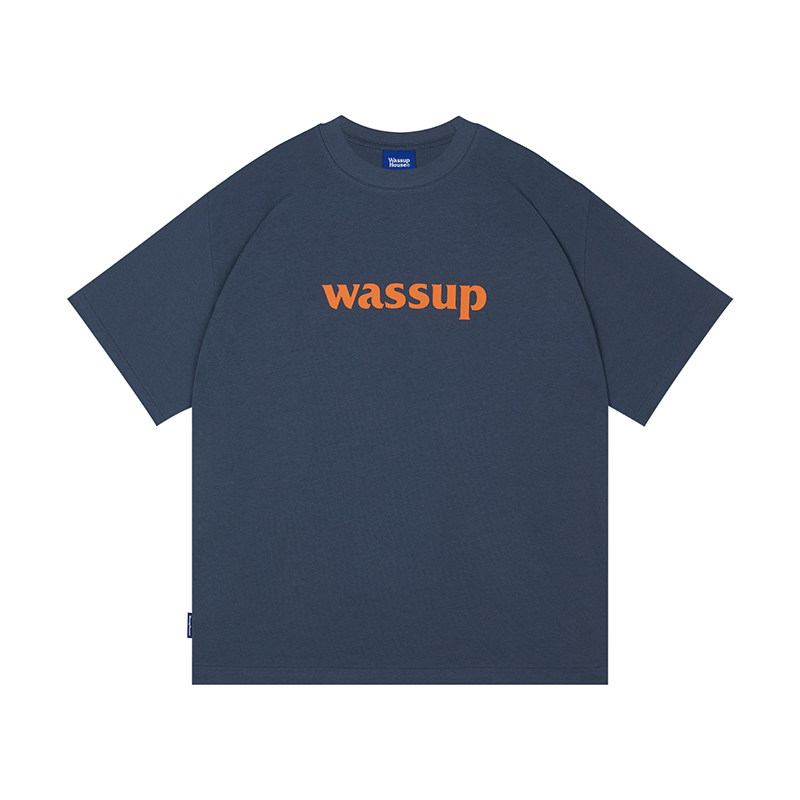 WassupHouse潮牌短袖t恤男女美式宽松纯棉情侣上衣时尚内搭打底衫
