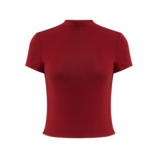 IAmMIX27短袖T恤女春季新款简约亲肤纯色百搭半高领套头针织衫女