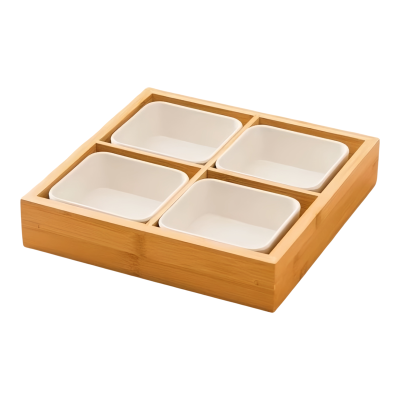 陶瓷四宫格围炉煮茶餐盘
