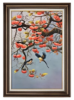 柿柿如意美式玄关装饰画走廊过道挂画复古油画入户正对门餐厅壁画