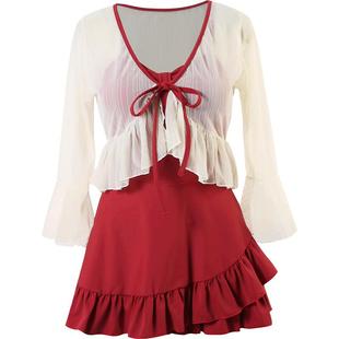 agliondy大码游泳衣女士2025新款微胖女孩遮肉显瘦胖mm红色泡温泉