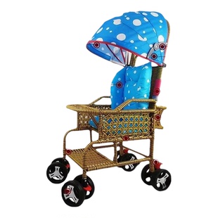 推车婴儿竹藤夏季轻便宝宝仿藤推车儿童竹子小推车小孩藤椅藤编车