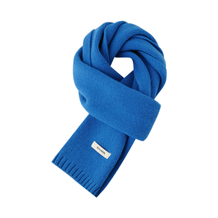 Himade秋冬季100%纯羊毛围巾女韩系高级感加厚保暖绿蓝色情侣围脖