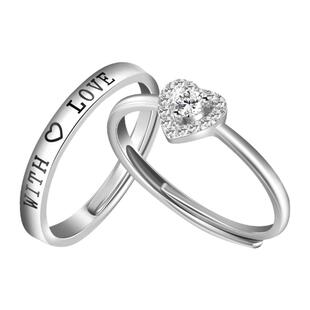 钟久久情侣对戒怦然心动纯银戒指女友情人节新年礼物定制钟爱协议