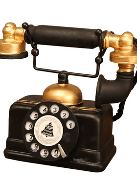 美式电话机摆件家居客厅店铺酒吧桌面装饰品工业风座机式电话模型