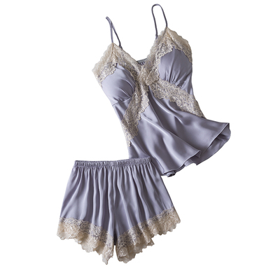 女款冰丝睡衣套装带胸垫