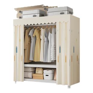 货架衣柜全封闭式简易衣柜卧室家用出租房组装结实耐用金属防尘帘