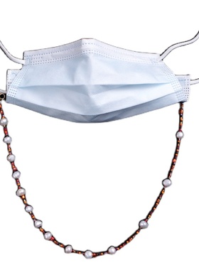 原创血色窥探天然珍珠口罩链项链