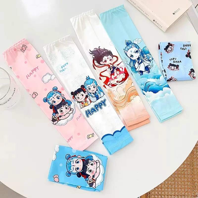 儿童冰袖夏季防晒哪吒敖丙宝宝薄款袖套男女童防紫外线冰丝套袖潮