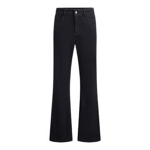 A21简约女装高弹高腰喇叭长牛仔裤修身弹力休闲微喇