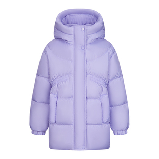 红豆童装女童羽绒服中长款儿童秋冬季加厚保暖鸭绒外套防寒面包服