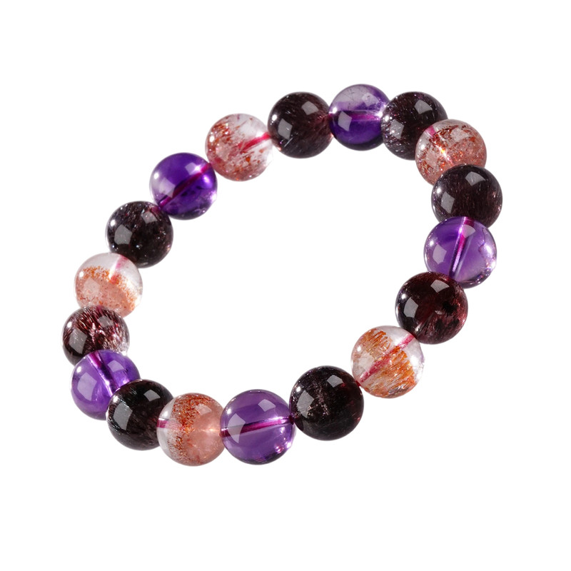 超唯收藏级天然黑加仑糖彩超七手串金草莓紫黑红橘超七水晶手链