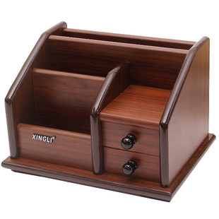 木质桌面笔筒创意时尚复古可爱学生文具笔座办公室木制多功能笔架