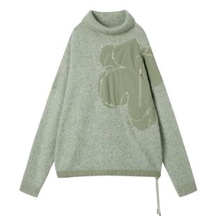 谜底套头针织衫长袖2025年冬季新品高龄宽松绣花保暖女254MZ1871