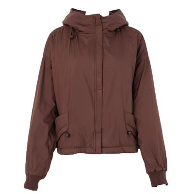 百家好红色加厚连帽棉服外套女士