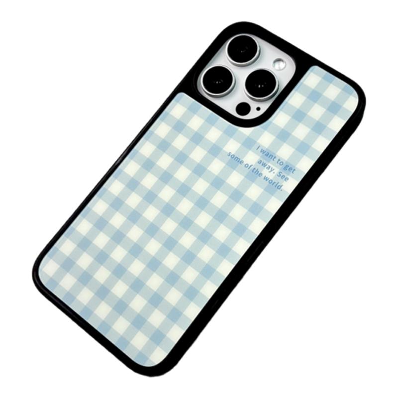 maomao原创 简约蓝色方格 苹果iphone16 15 14 13 12 promax超好看全包可爱手机壳小众独特插画