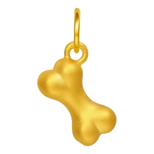 潮宏基小狗骨头足金吊坠黄金挂坠转运串珠5D硬金狗狗生日礼物女