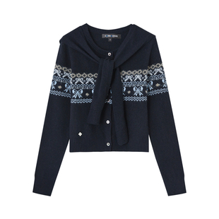 SOMESOWE 费尔岛蝴蝶结假两件毛衣