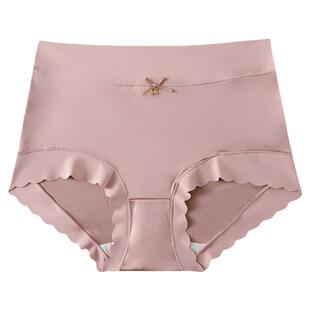 高腰丝绸贵妇内裤轻奢弹力绸面舒适女士无痕透气抗菌中腰三角裤头