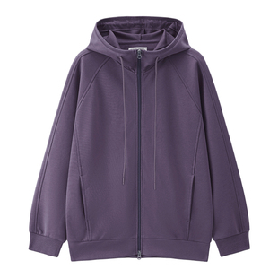 佐丹奴休闲外套女装春季新款双面布双头拉链宽松连帽卫衣05375855