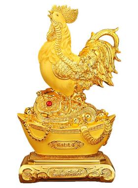 上善若水 富贵吉祥鸡摆件 招财金鸡公鸡吉祥物开业装饰工艺品2140