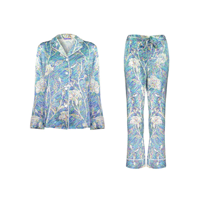 jardin梵高长袖长裤三件真丝睡衣