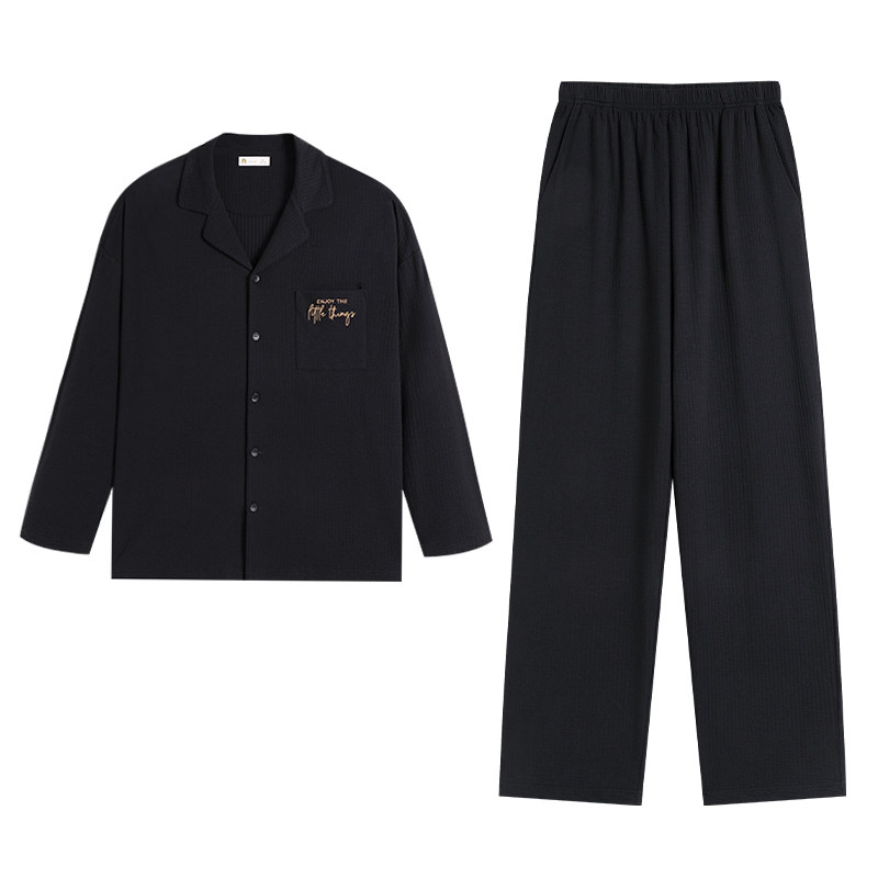 春秋季纯棉复古情侣家居服套装