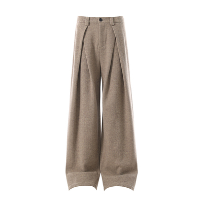 美式复古解构设计感打褶阔腿裤