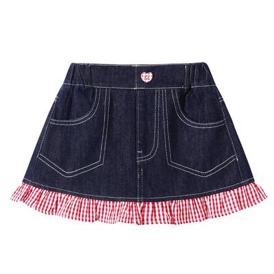 植木【安心牛仔蓝】含安全裤儿童半身裙女童短裙2026春夏新款童装