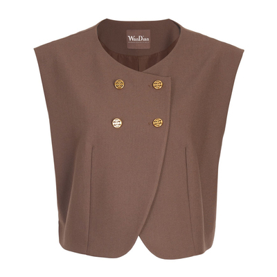 婉甸2025年秋季新品古巴棕百搭设计感马甲外套1243V04MD3